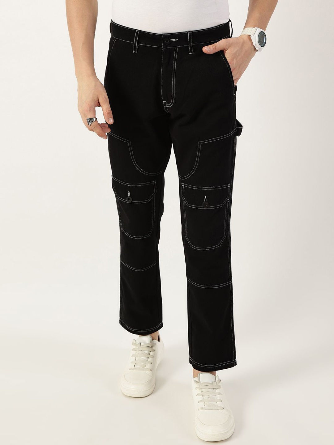 

Thomas Scott Men Easy Wash Pure Cotton Trousers, Black