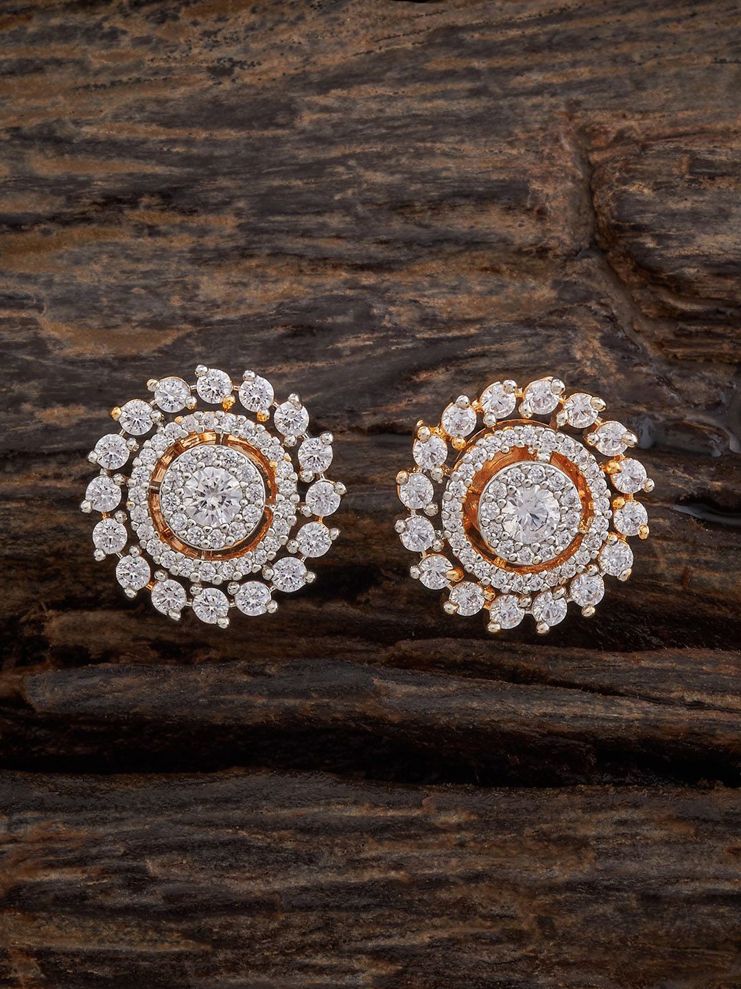 

Kushal's Fashion Jewellery Gold-Plated Geometric Studs Earrings, White