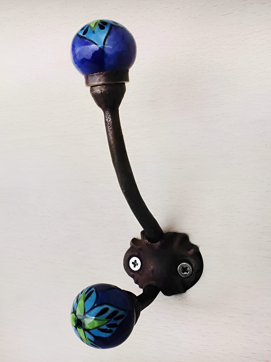 

IndianShelf Blue Ceramic Floral Wall Hangers Hook