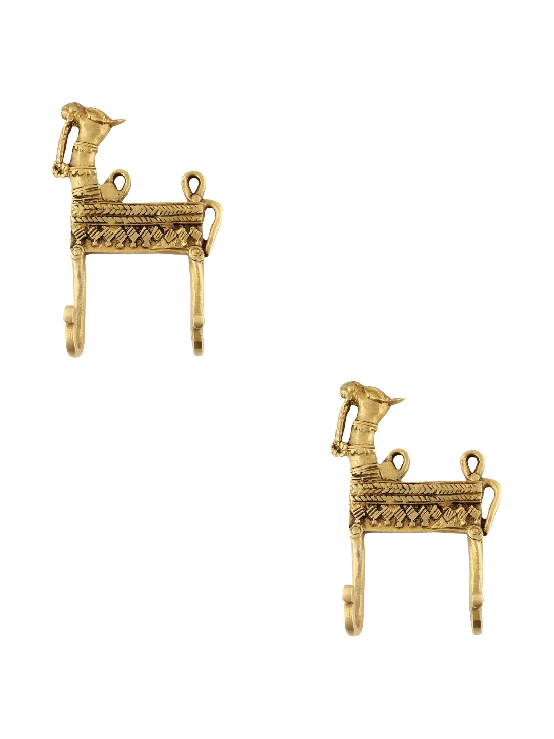 

IndianShelf Gold Toned 2 Pieces Brass Camel Wall Hangers Key Hooks