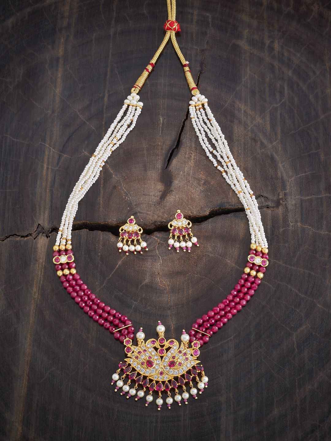

Kushal's Fashion Jewellery Gold-Plated Artificial Stones And Beads Studded Jewellery Set