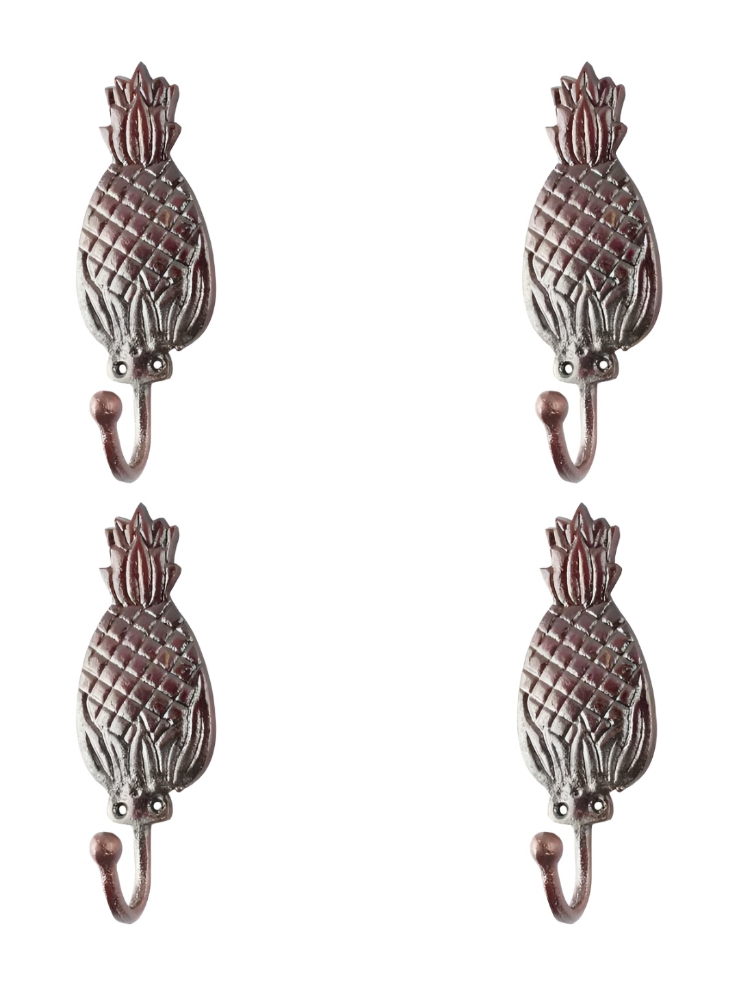 

IndianShelf Bronze 4 Pieces Textured Iron Pineapple Shaped Wall Hooks