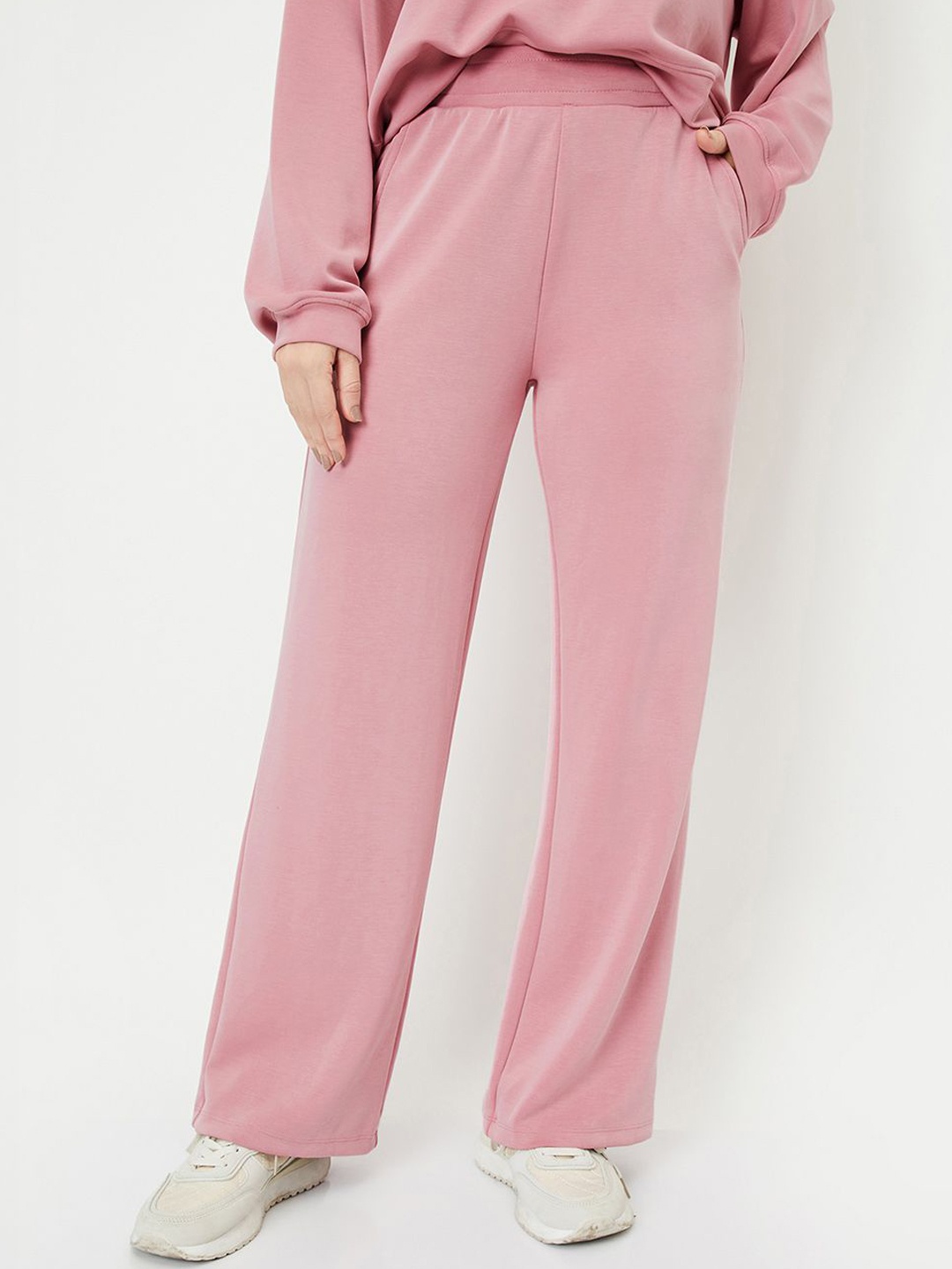 

max Women Regular Fit Mid Rise Track Pants, Pink