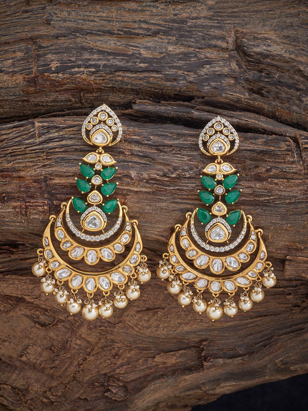 

Kushal's Fashion Jewellery Victorian Plated Kundan Studded Contemporary Drop Earrings, Gold