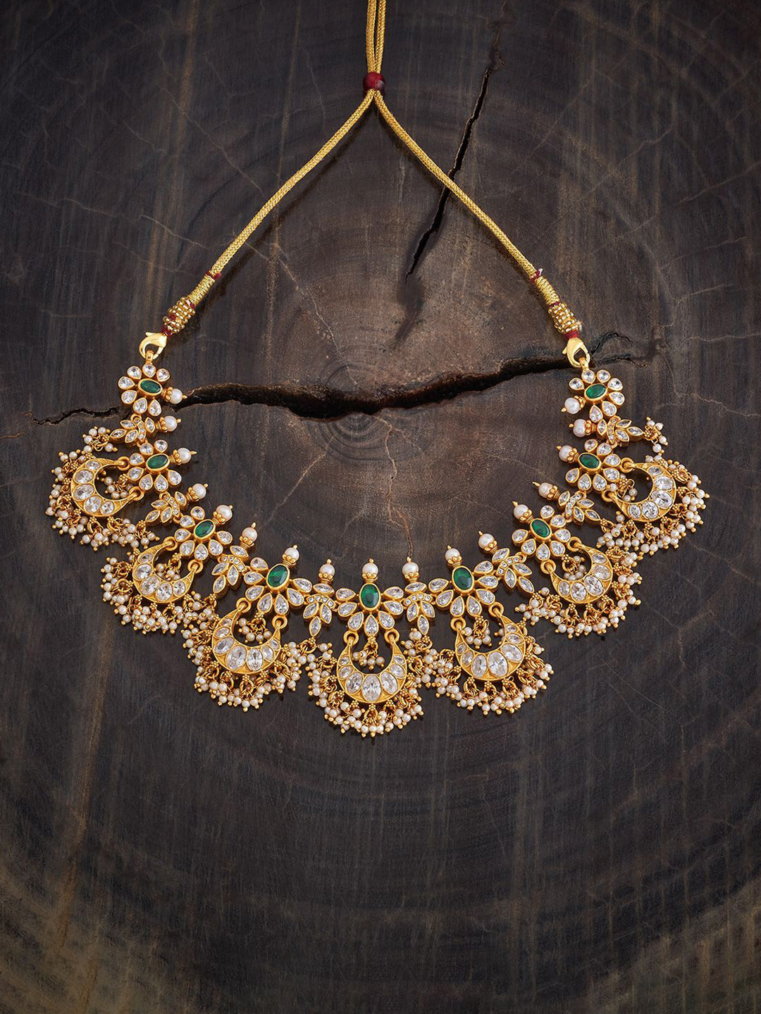 

Kushal's Fashion Jewellery 92.5 Pure Silver Gold-Plated Temple Necklace