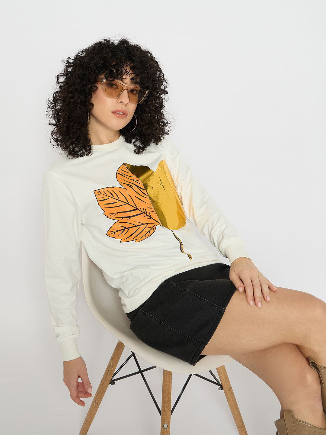 

Mast & Harbour Women Printed Pullover Sweatshirt, Off white