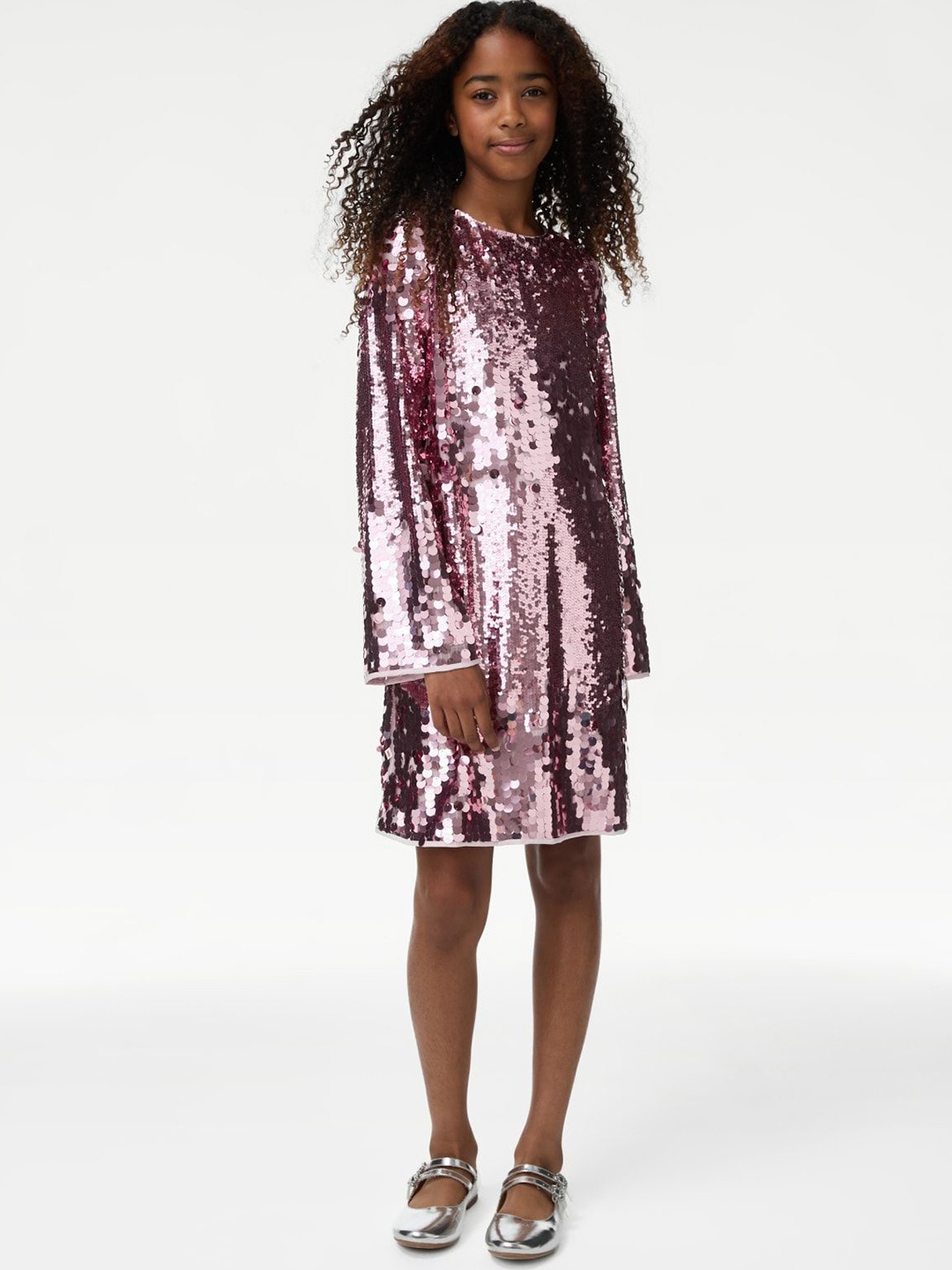 

Marks & Spencer Girls Sequin Embellished A-Line Dress, Pink