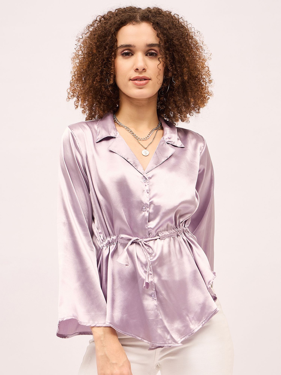 

Mayra Women Waist Tie-Ups Shirt Style Top, Lavender