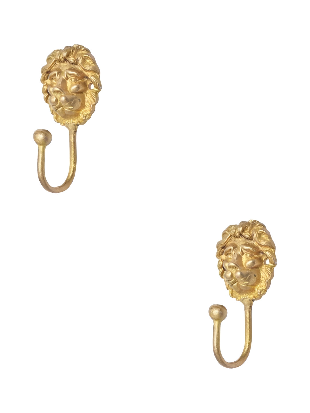 

IndianShelf Gold-Toned 2 Pieces Brass Lion Wall Hooks
