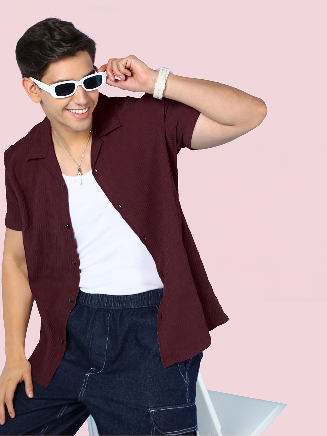 

INDICLUB Men Opaque Casual Shirt, Maroon