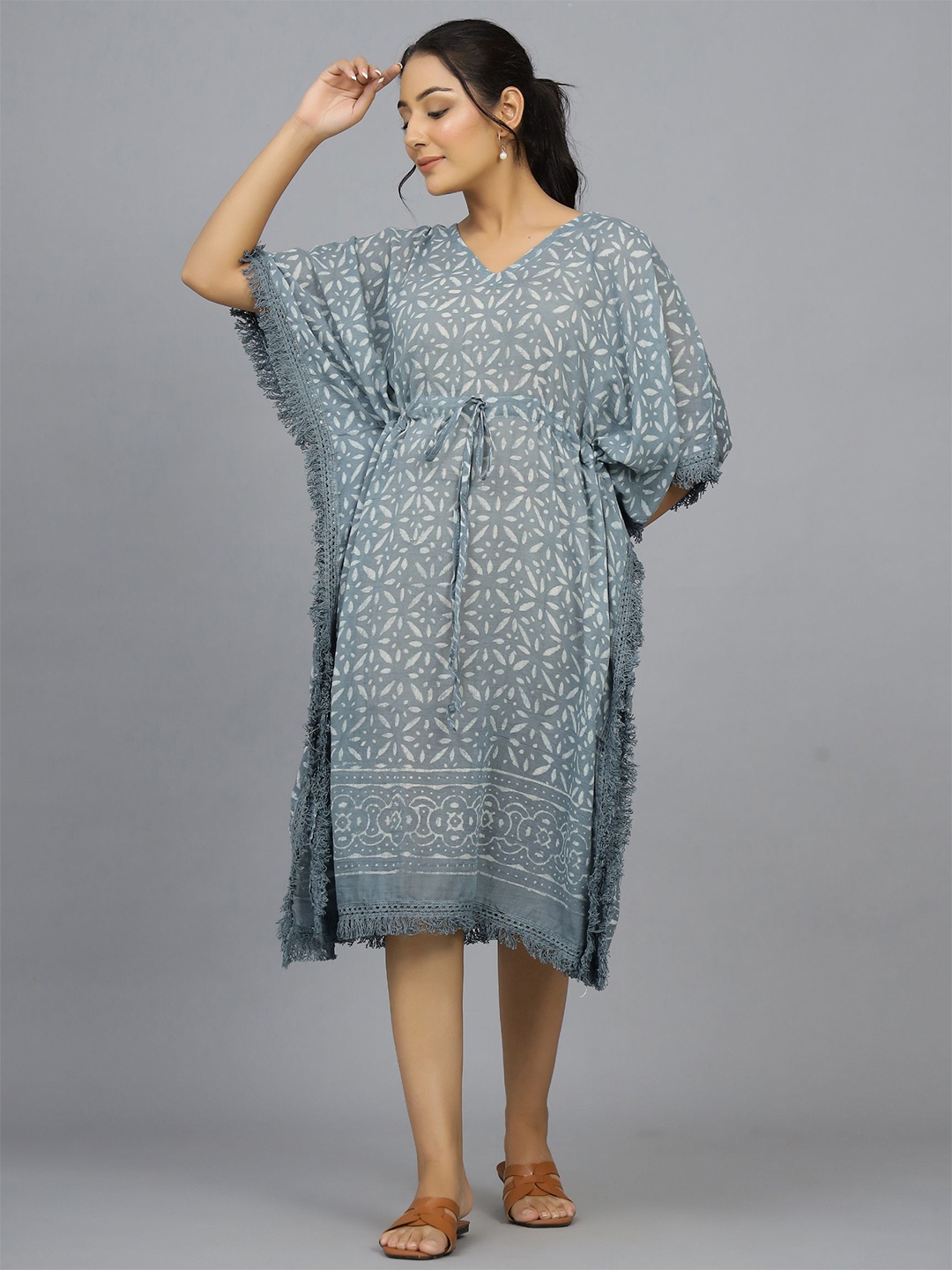 

HANDICRAFT PALACE Printed Nightdress, Grey