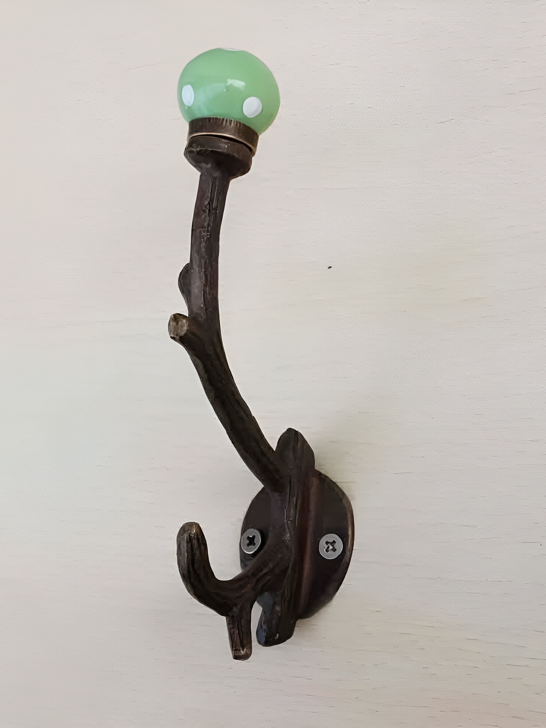 

IndianShelf Green & Brown Printed Ceramic Wall Hook