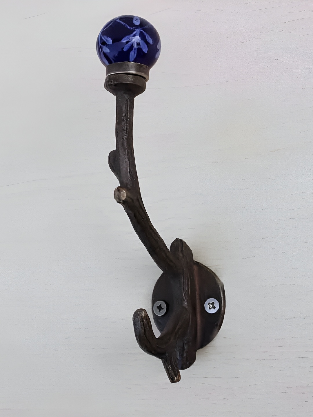

IndianShelf Blue & Brown Ceramic Floral Wall Mounted Hook