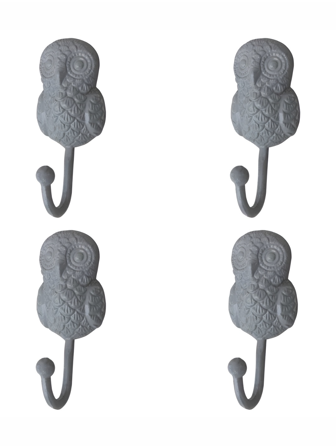 

IndianShelf Grey 4 Pieces Iron Owl Hangers for Clothes Wall Hooks