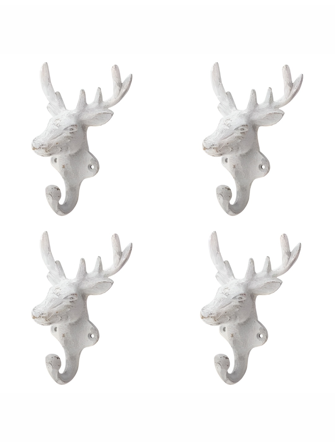 

IndianShelf White 4 Pieces Reindeer Iron Wall Hooks