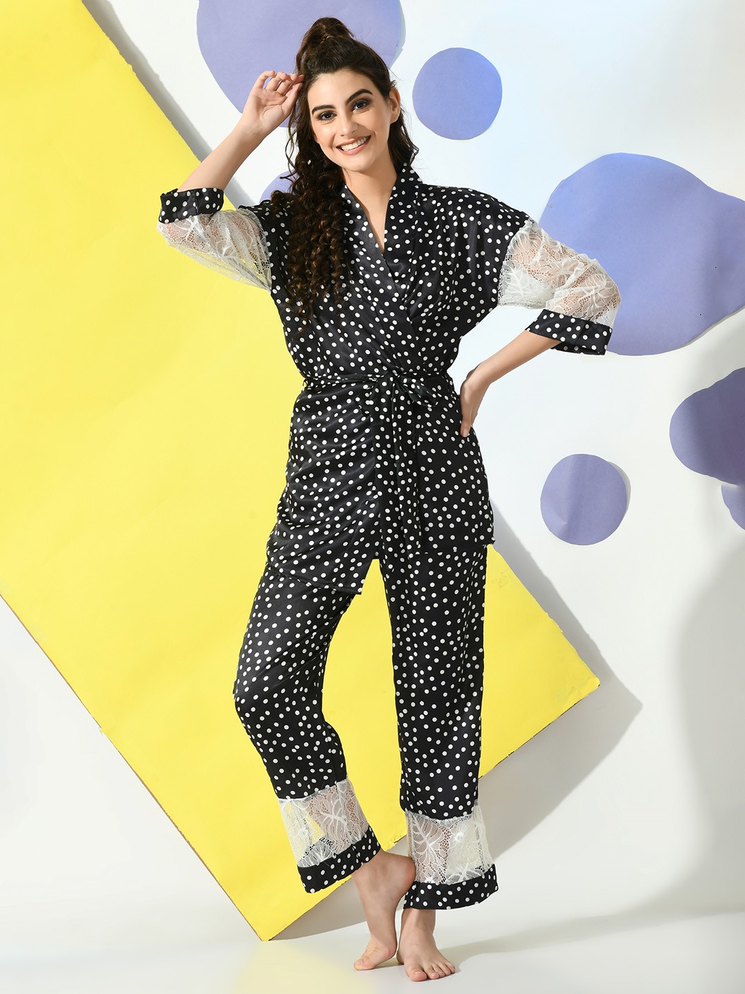 

PRETTY LOVING THING Women Printed Night suit, Black