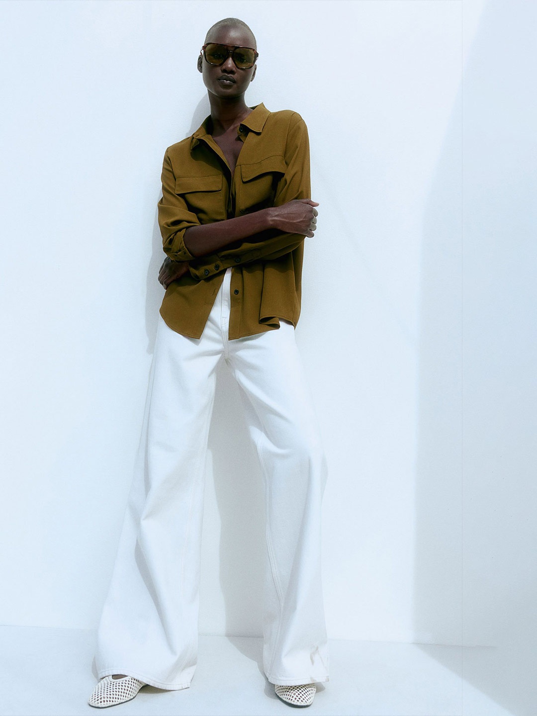 

H&M Crepe Shirt, Brown