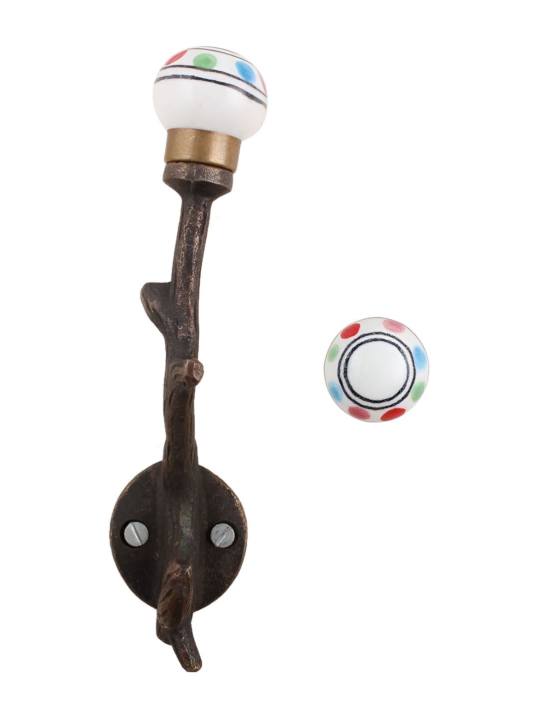 

IndianShelf White & Red Printed Ceramic Wall Hook
