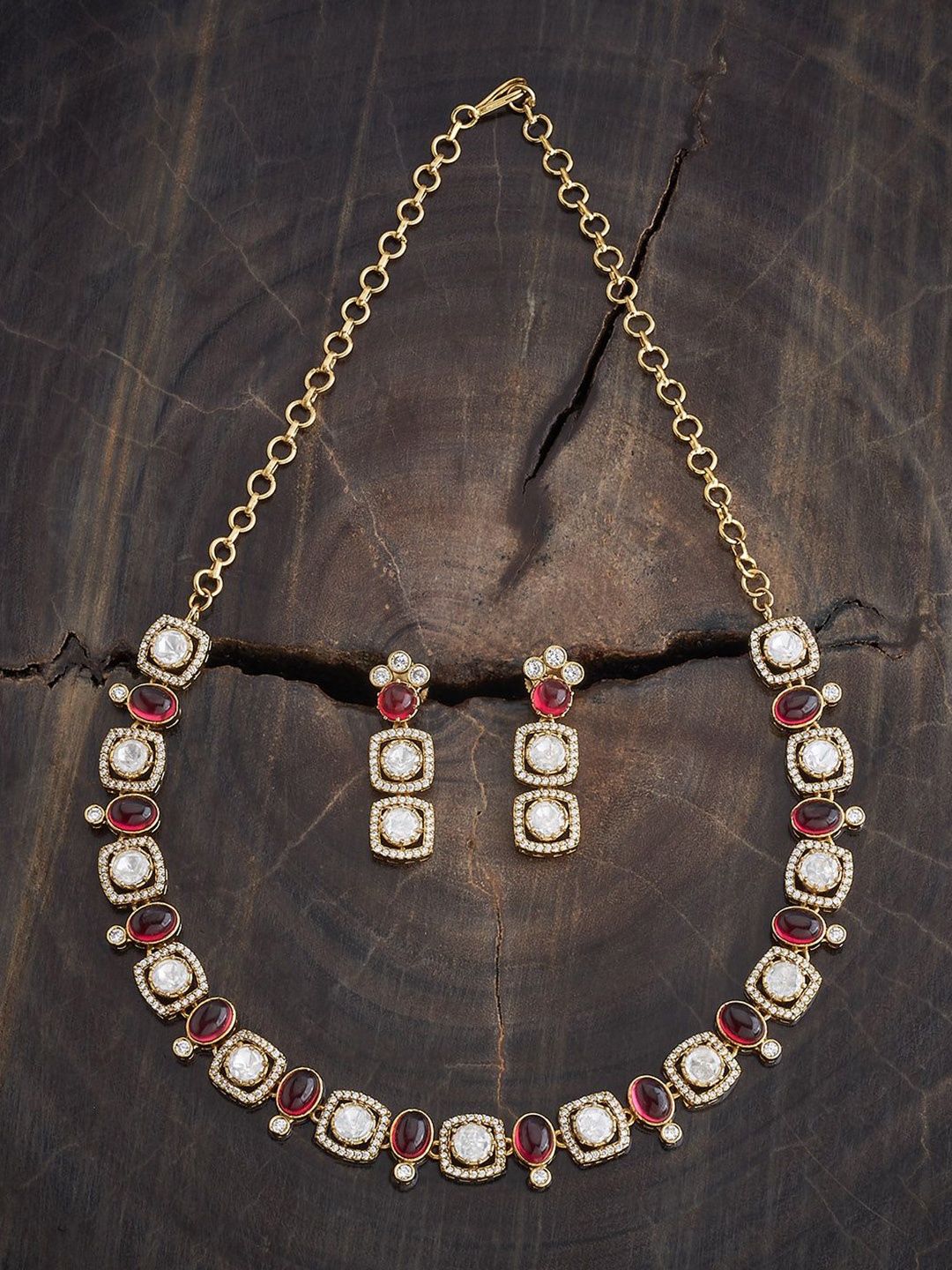 

Kushal's Fashion Jewellery Gold-Plated Kundan-Studded Jewellery Set