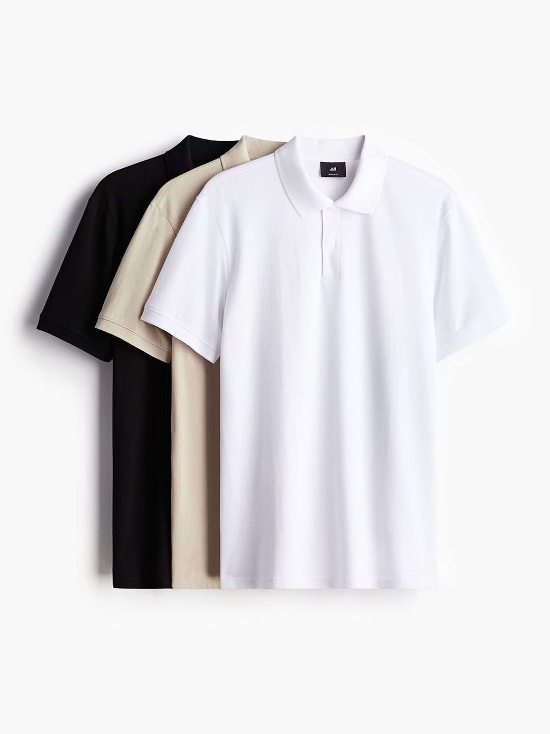 

H&M 3-Pack Regular Fit Polo T-Shirts, Black