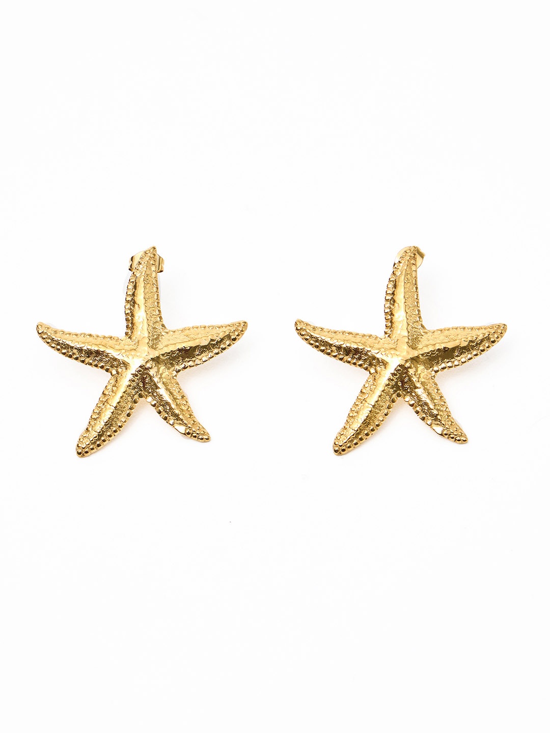 

WHITE LIES Gold-Plated Stainless Steel Contemporary Studs Earrings