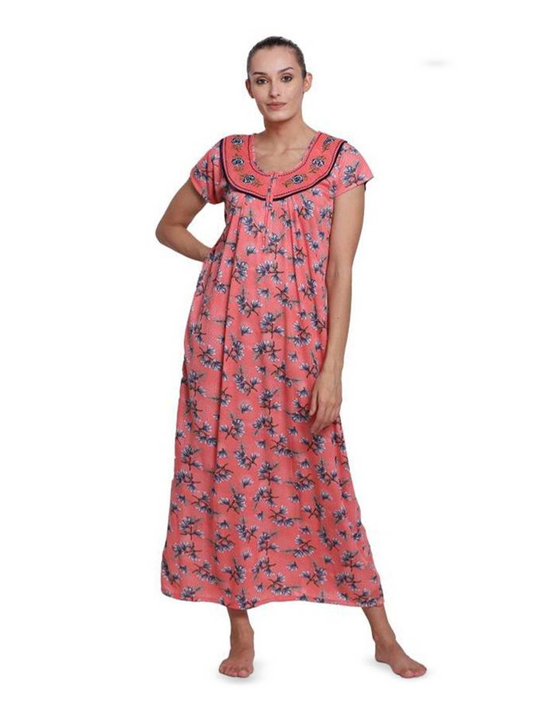 

Noty Women Floral Printed Maxi Nightdress, Red