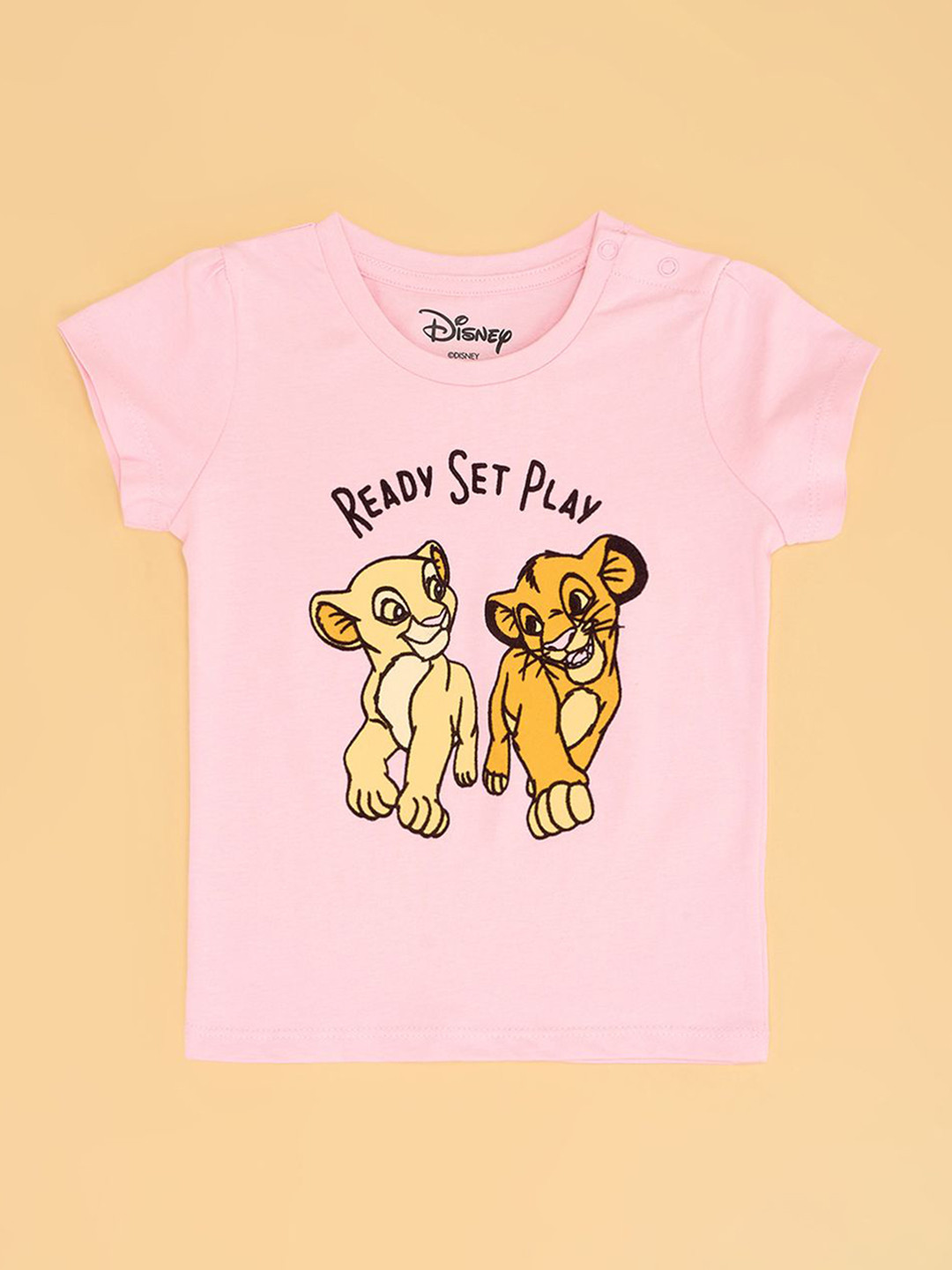 

Pantaloons Baby Girls Graphic Printed Pure Cotton T-shirt, Pink