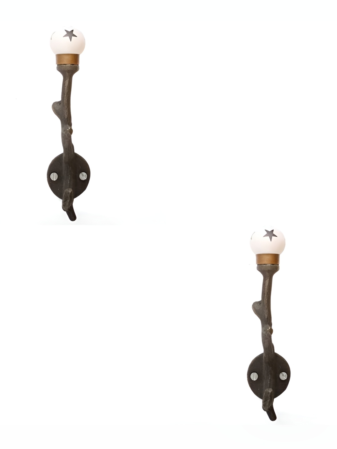 

IndianShelf Black & White 2 Pieces Ceramic Star Tree Wall Hooks