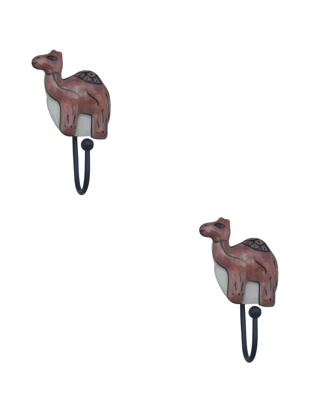 

IndianShelf Red & Black 2 Pieces Camel Ceramic Wall Hooks