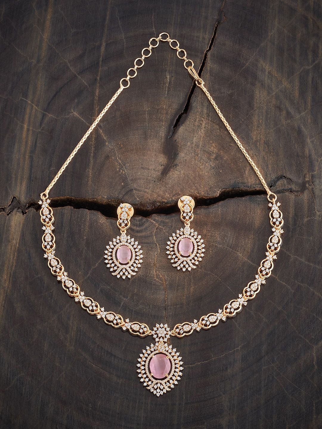 

Kushal's Fashion Jewellery Gold-Plated CZ-Studded Jewellery Set