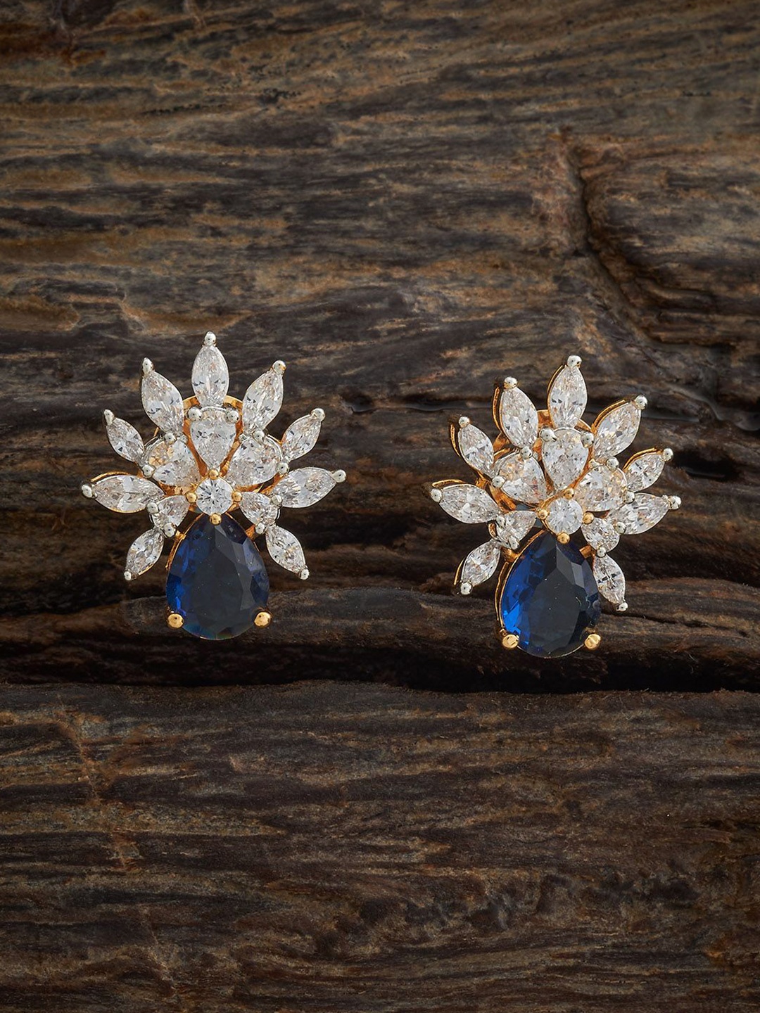 

Kushal's Fashion Jewellery Gold-Plated Zircon Studded Contemporary Studs Earrings