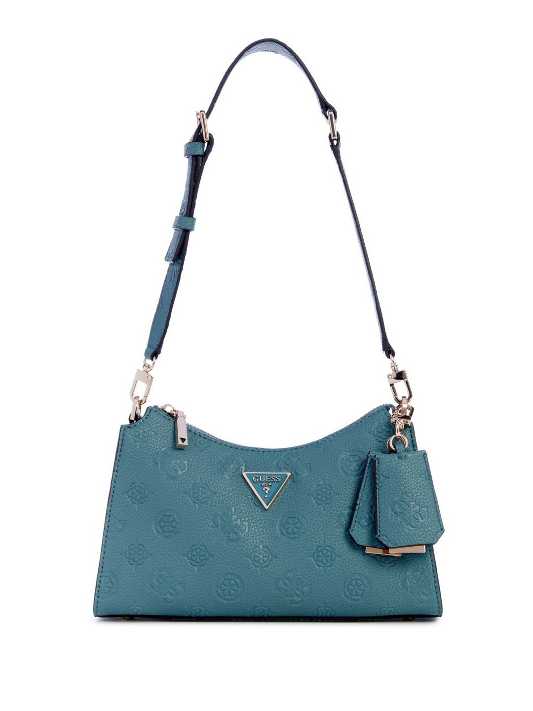 

GUESS Women Textured Structured Shoulder Bag, Blue