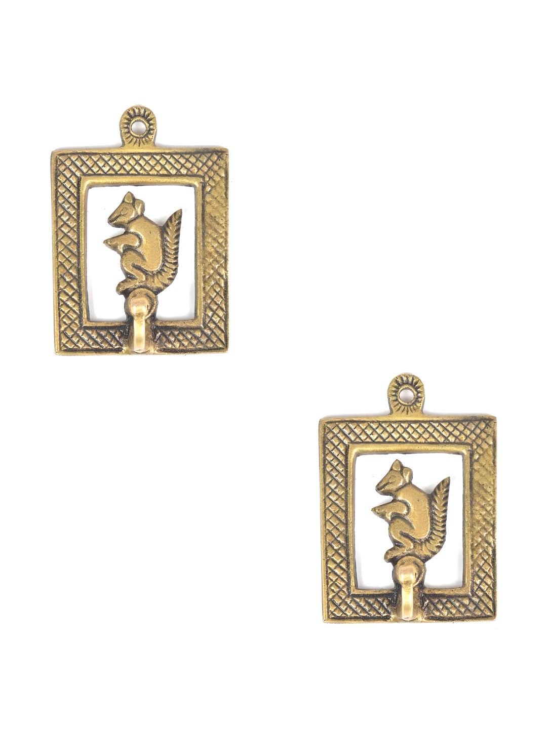 

IndianShelf Gold Toned 2 Pieces Squirrel Textured Ceramic Wall Hooks