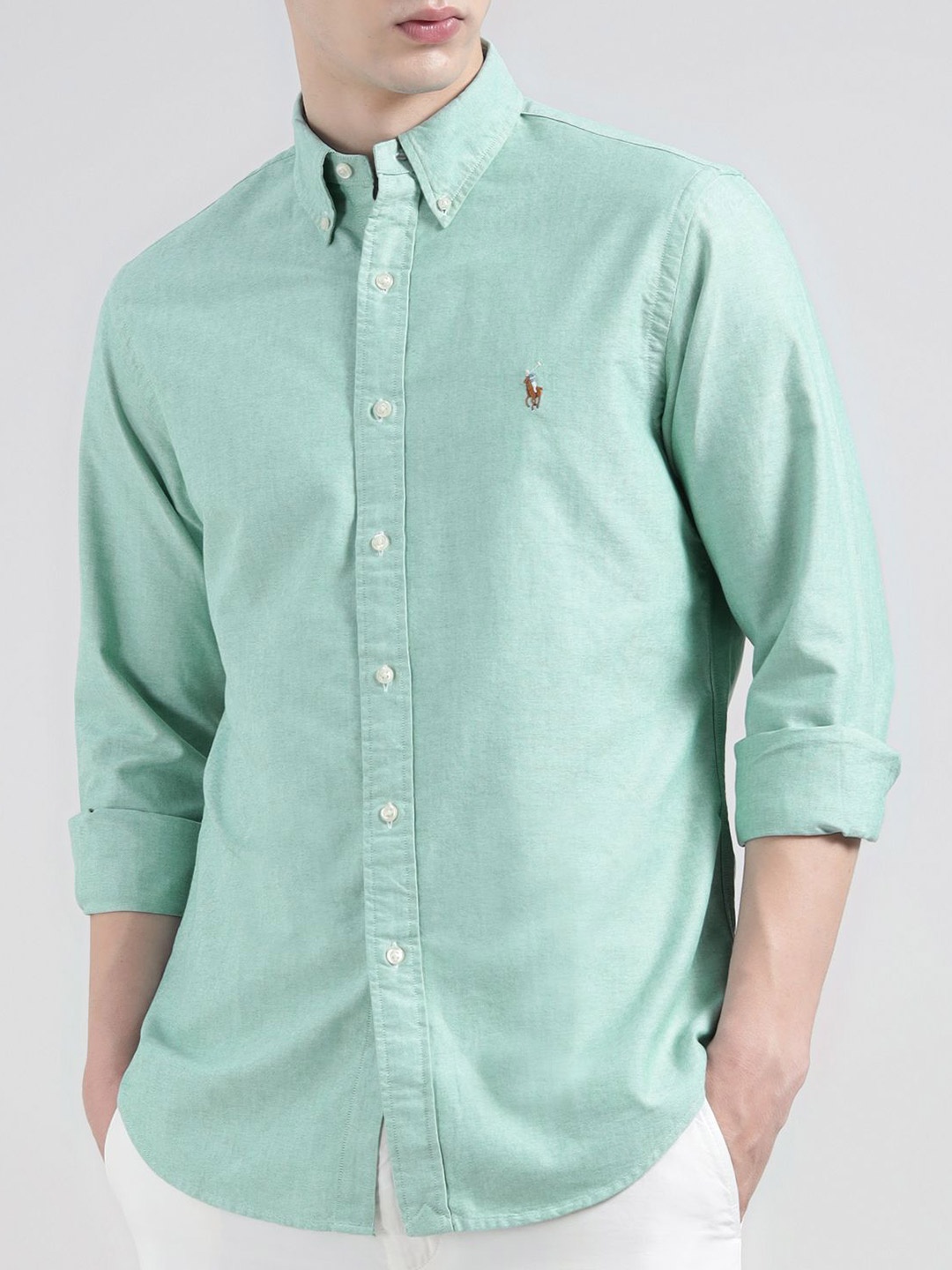 

Polo Ralph Lauren Men Custom Fit Solid Cotton Shirt, Green