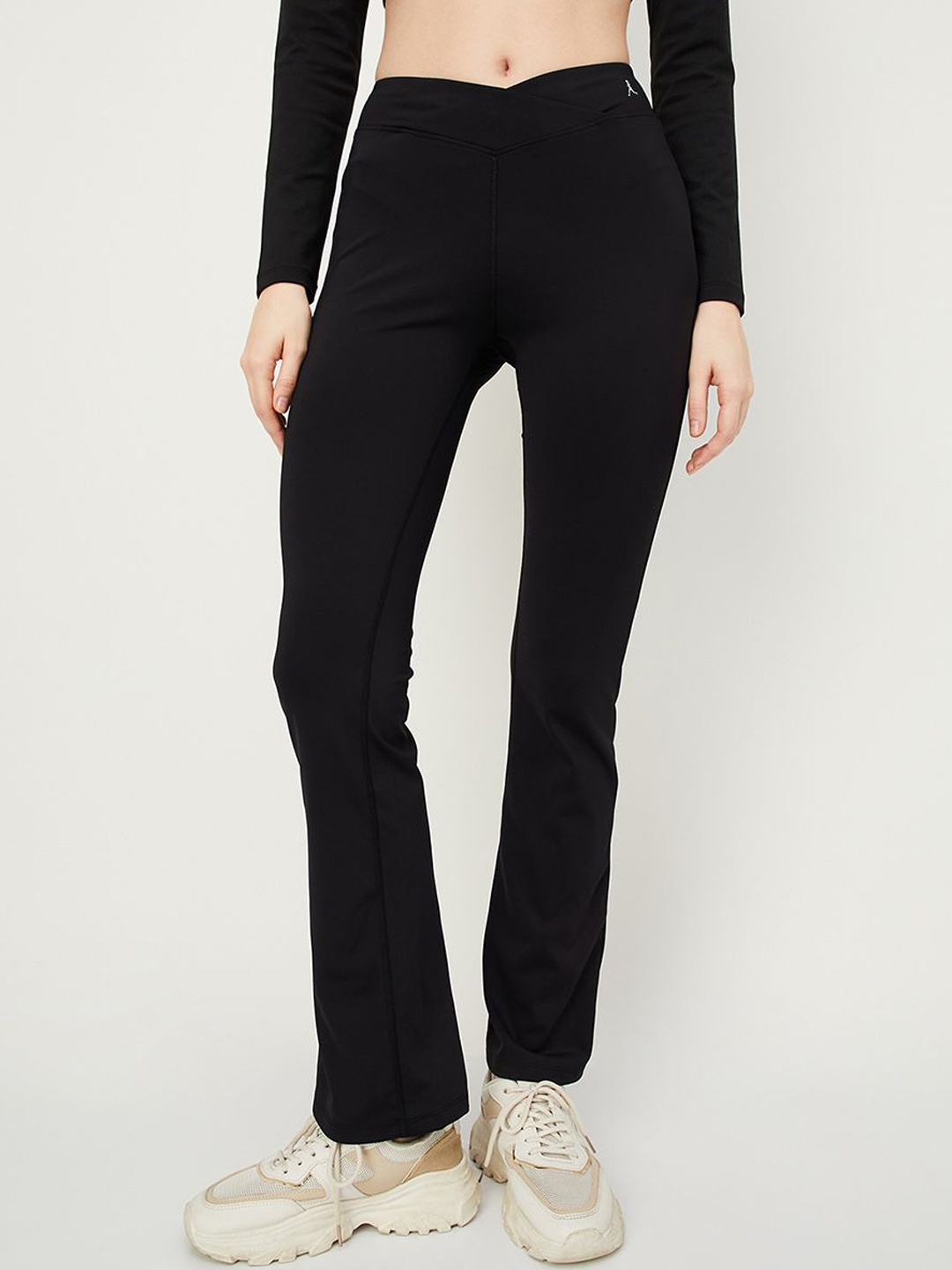 

max Women High Rise Ankle Length Sports Tights, Black