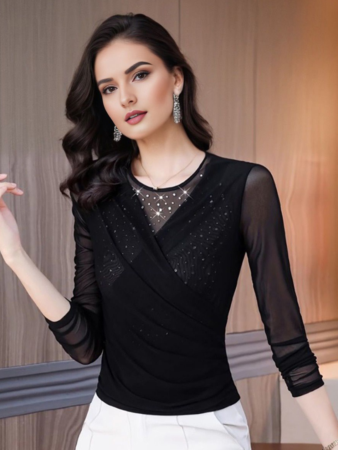 

StyleCast Women Embellished Top, Black