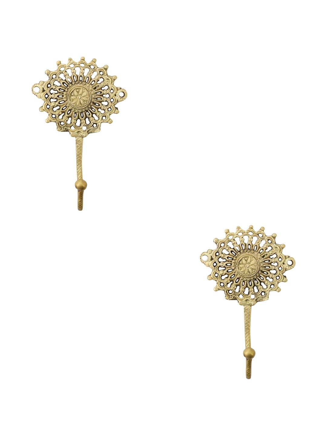 

IndianShelf Gold Toned 2 Pieces Sunflower Textured Brass Wall Hooks