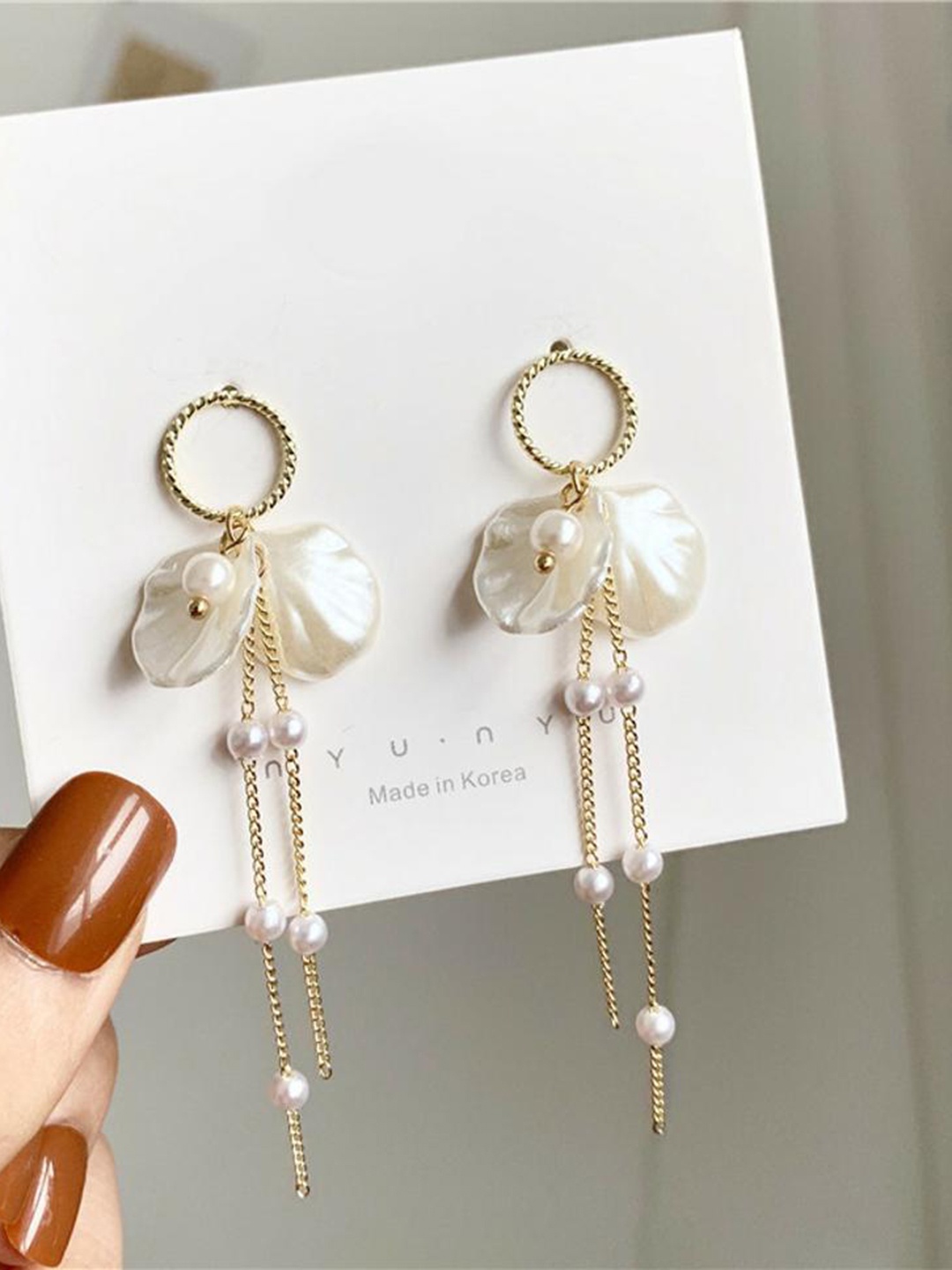 

DESTINY JEWELS Gold-Plated Korean Design Double Sided Crystals & Diamond Drop Earrings