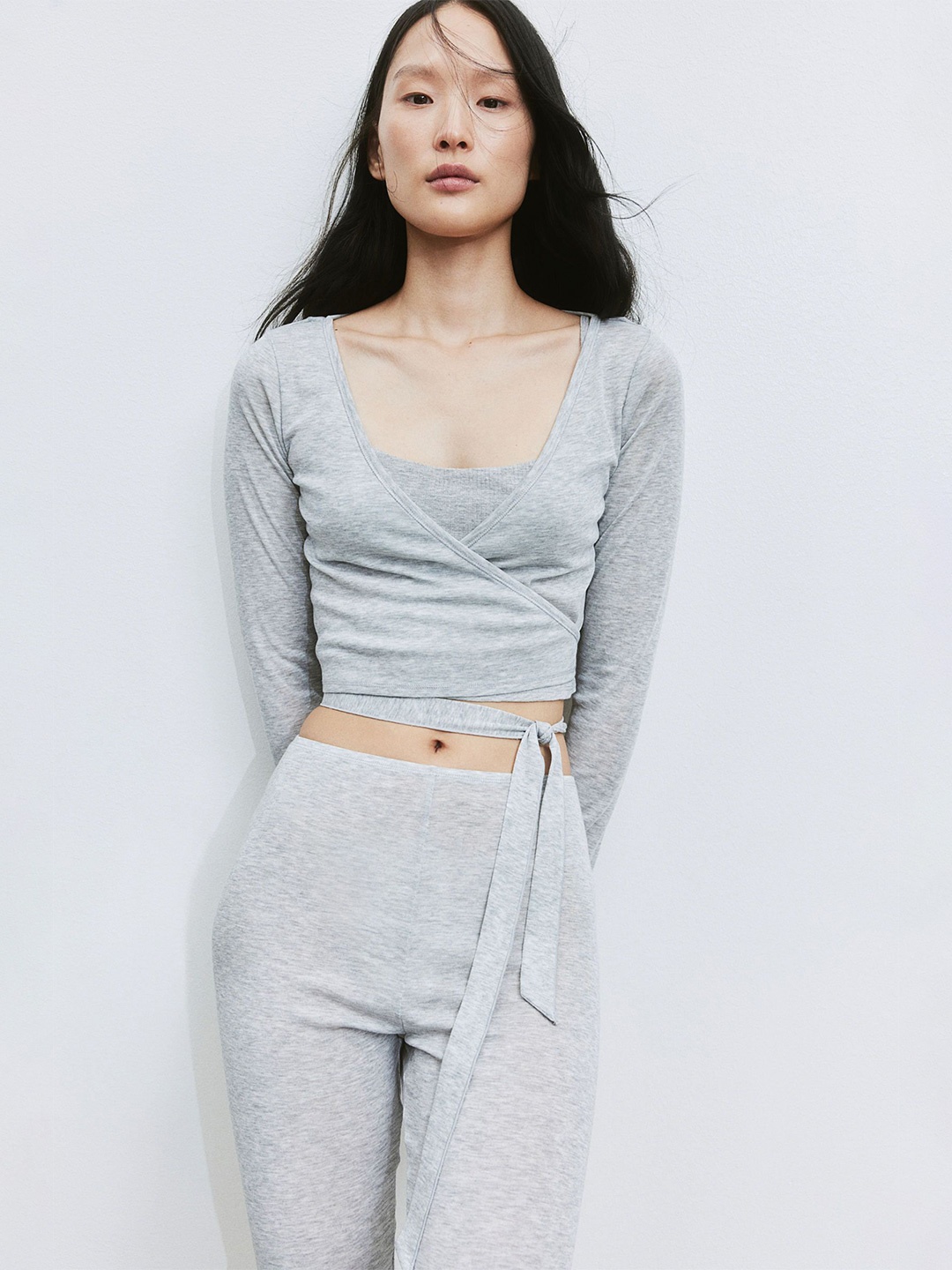 

H&M Tie-Detail Cardigan, Grey