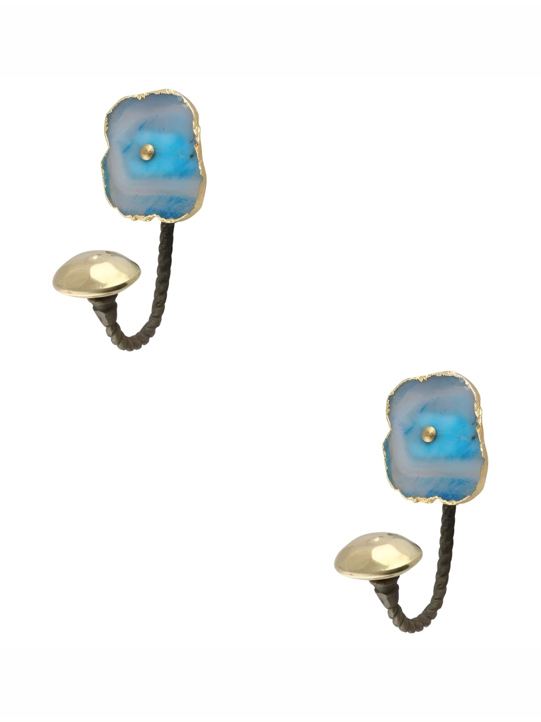 

IndianShelf Turquoise Blue & Gold-Toned 2 Pieces Stone Modern Coat Hooks Door Hangers