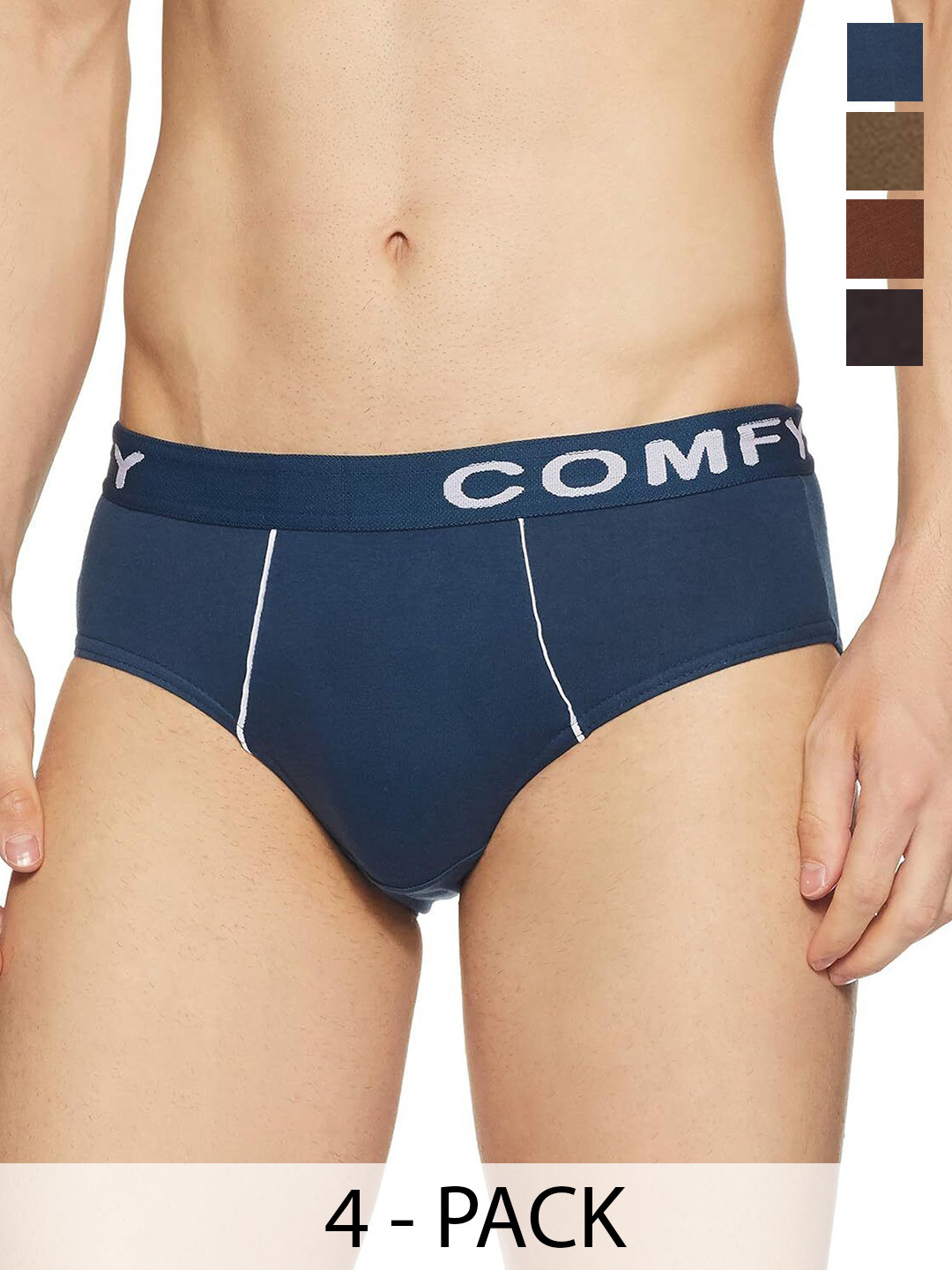 

AMUL COMFY Men Pack Of 4 Mid-Rise Hipster Briefs Comfy-Brief-OE-4-80, Brown