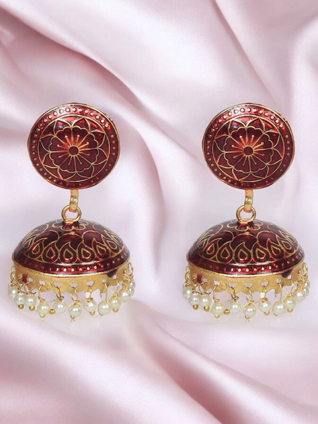 

Nilu's Collection Brass Plated Contemporary Jhumkas, Gold