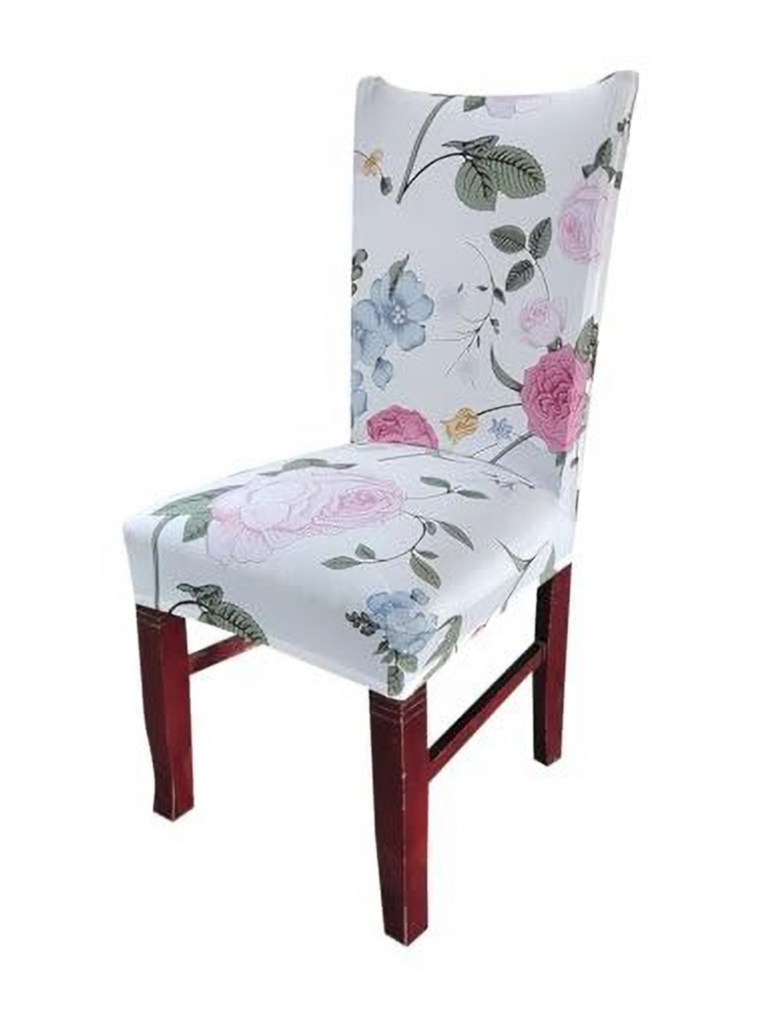 

HOUSE OF QUIRK White & Pink Floral Printed Removable Chair Cover