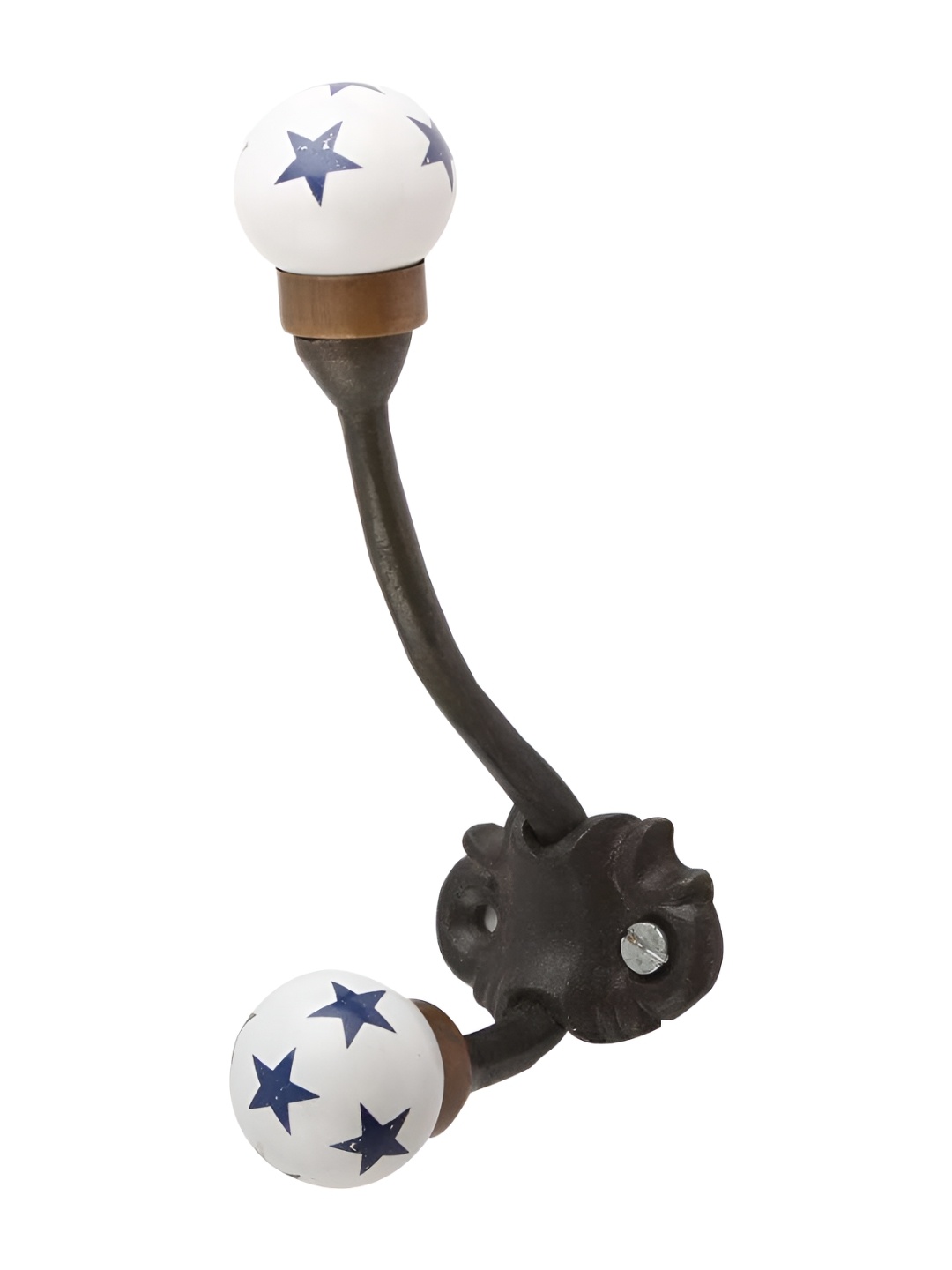 

IndianShelf White & Brown Printed Ceramic Wall Hook