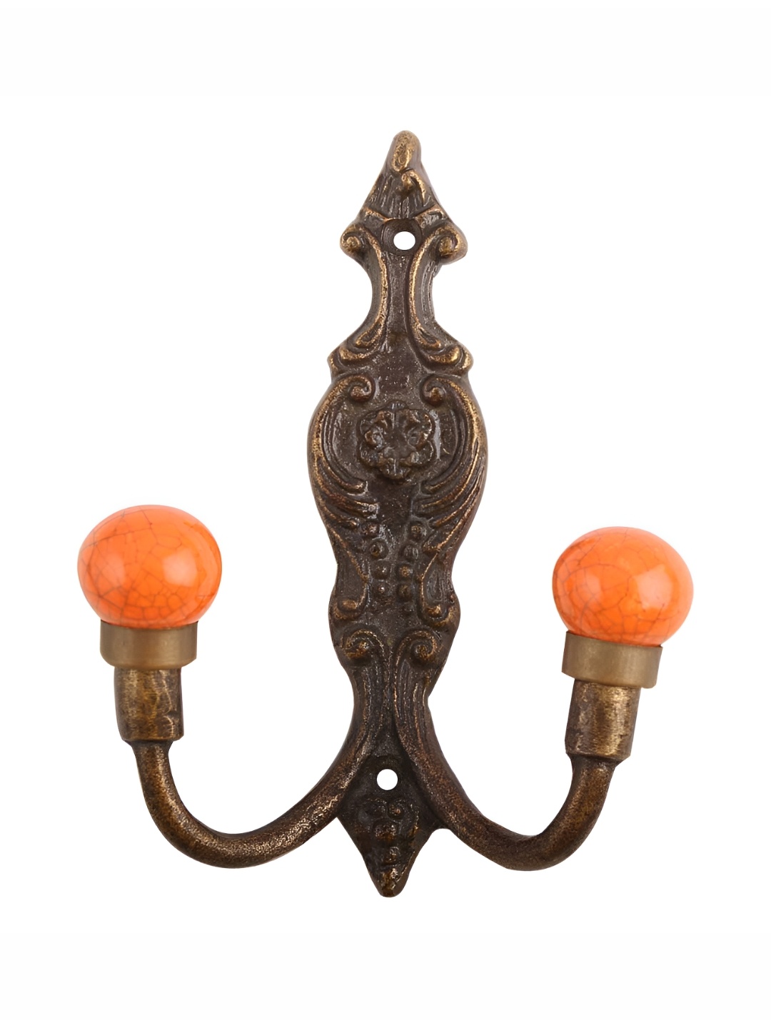 

IndianShelf Orange & Bronze Toned Ceramic Wall Hook