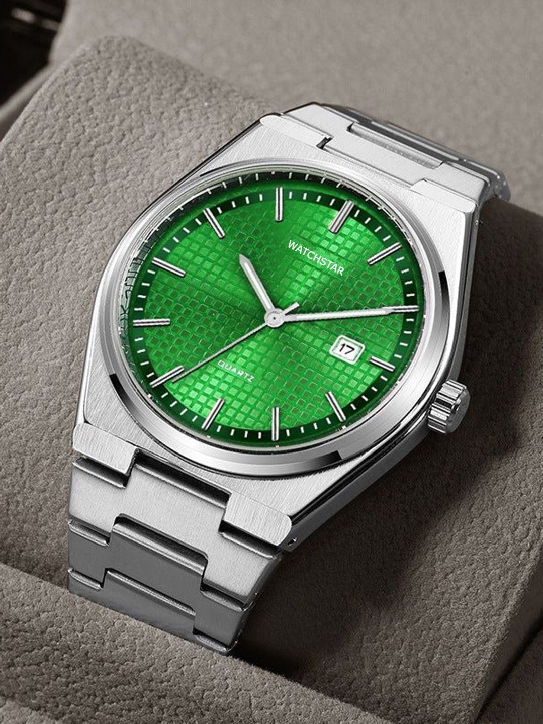 

WATCHSTAR Men Patterned Dial & Stainless Steel Straps Analogue Watch Royal Green