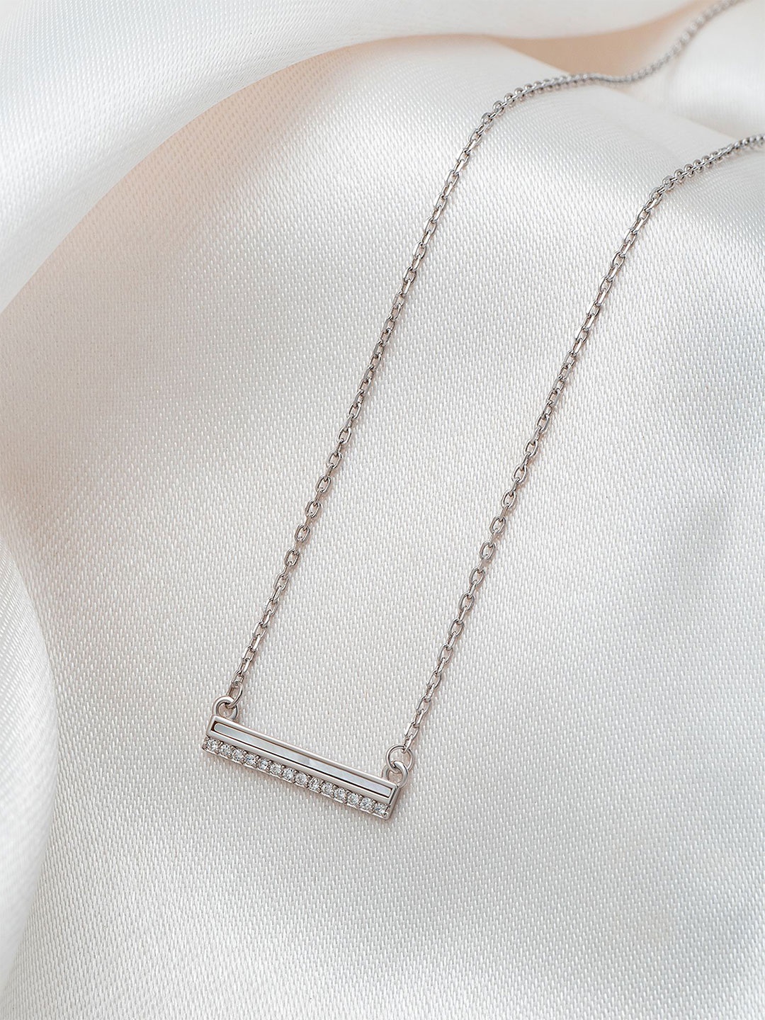 

SILBERRY 925 Sterling Silver Rhodium-Plated Cubic Zirconia Necklace