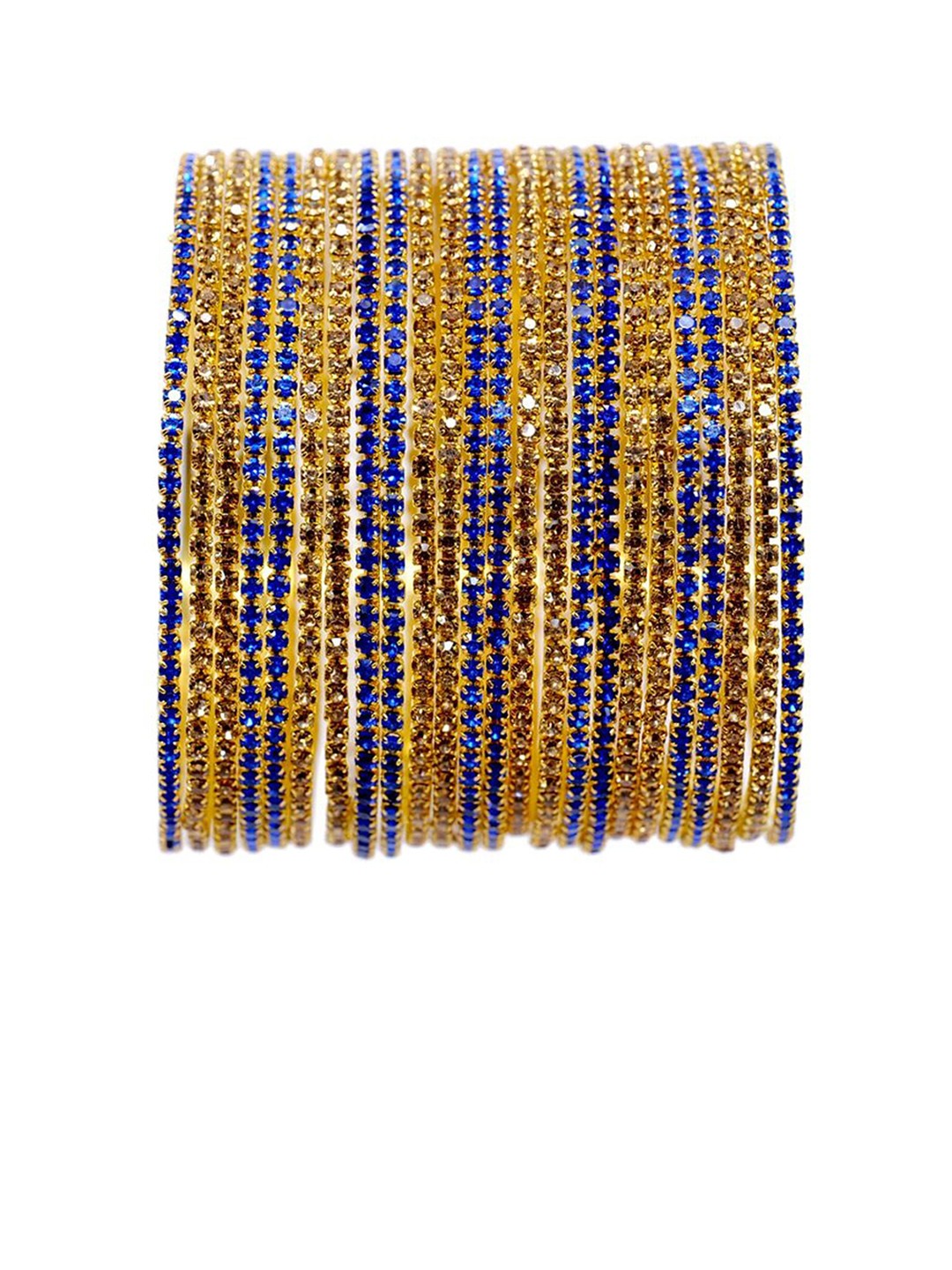 

ZULKA Set Of 24 Gold-Plated Zircon Gemstone Studded Bangles