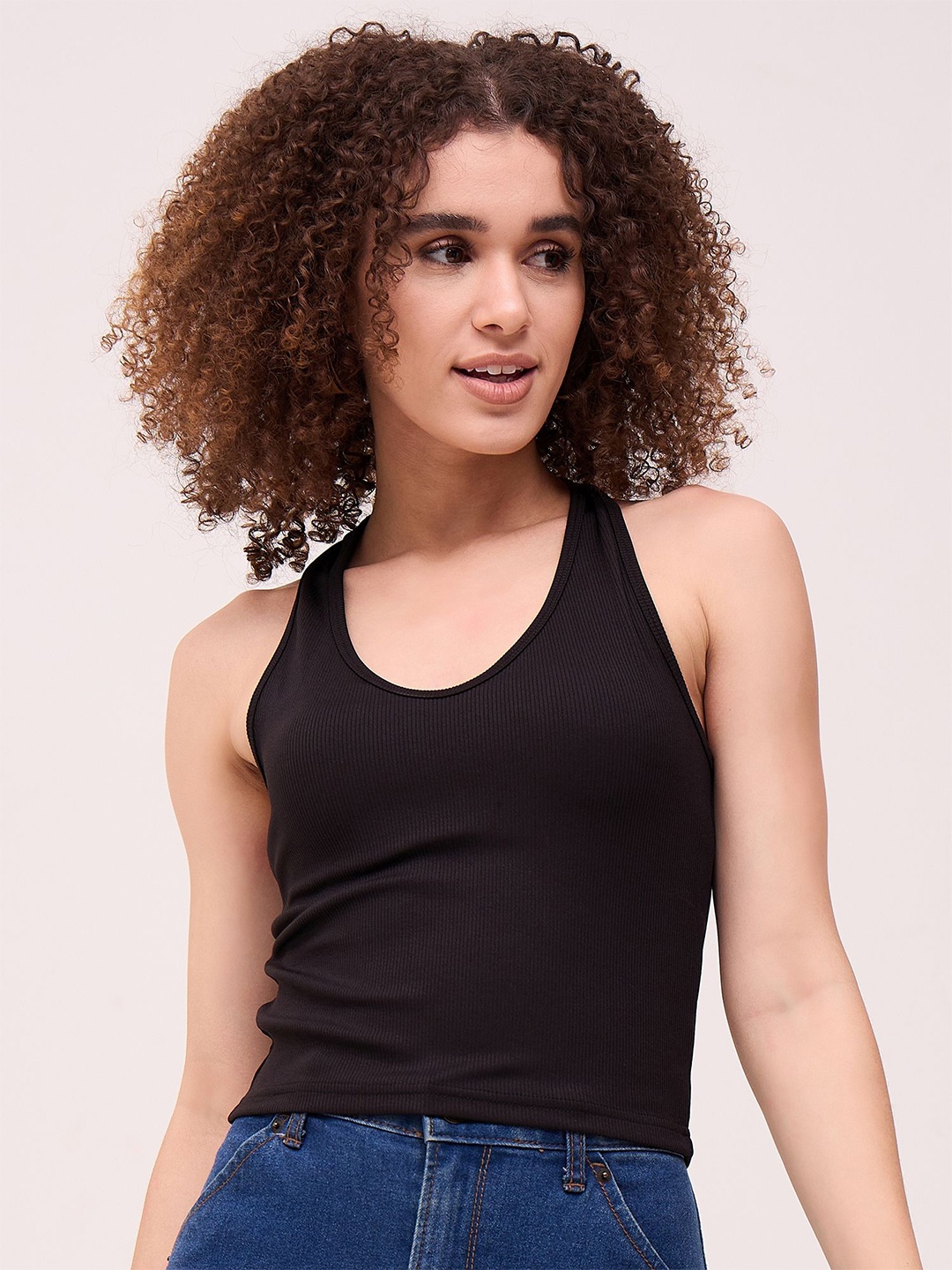 

Mayra Women Halter Neck Tank Top, Black