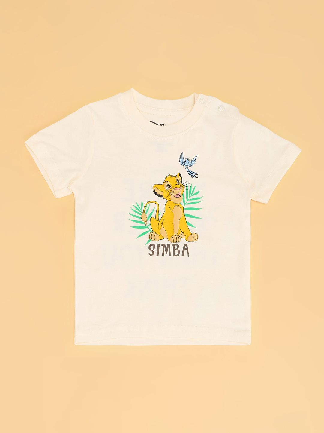 

Pantaloons Boys Simba Typography Printed Puff Sleeves Pure Cotton Casual T-shirt, Off white